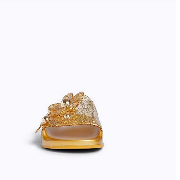 Marc Jacobs Gold Daisy Slides - 9 - Picture 2 of 8